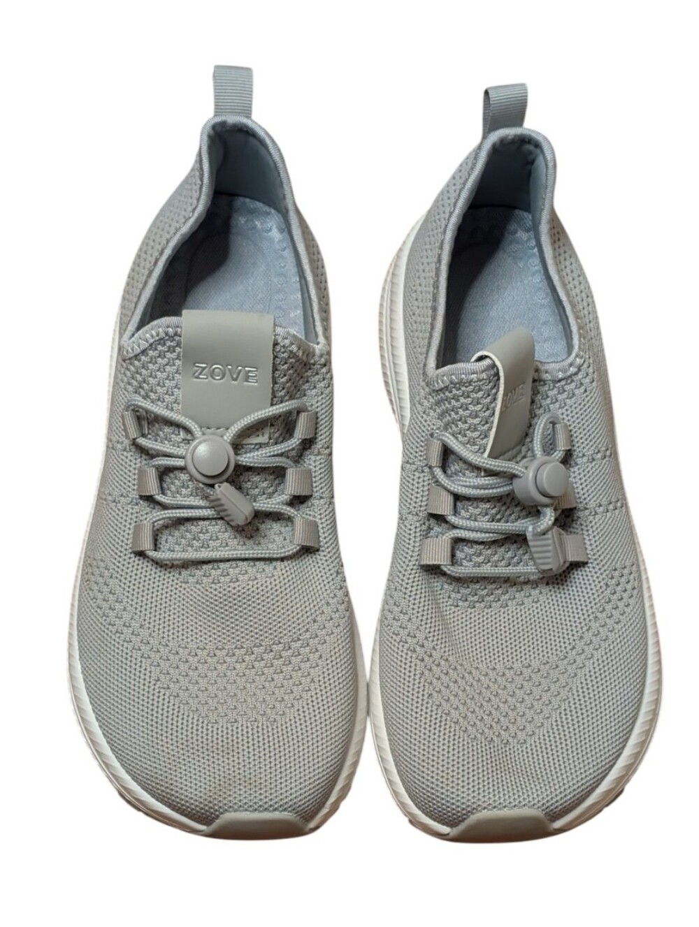 ZOVE Wide Toe Box Walking Shoes Gray Women's No-Tie Bungee Sneakers Size 43